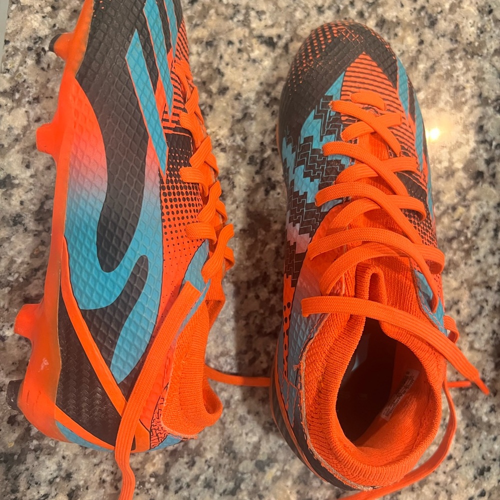 Kids Orange and Blue Soccer Cleats